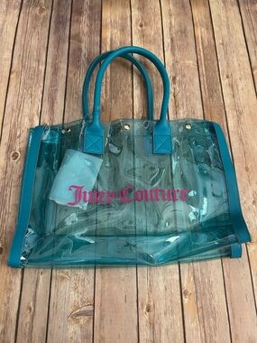 Juicy Couture Teal Clear Tote with Pink Logo